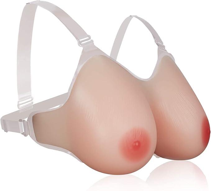 Vollence Silicone Breast Forms with Straps Fake Boobs Bra Inserts Breast Enhancers Mastectomy Prosthesis Size C