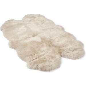 Real Sheepskin Rug 4x6 ft | Sheepskin Rugs for Living Room and Sofa | Bedside Rugs for Bedrooms | Large Fluffy Rug is Breathable & Heat-regulating in Color Beige (3'7" x 5'7" (Rectangular))