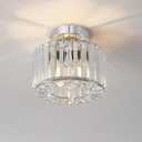 ANWIO Crystal Semi Flush Mount Ceiling Light Fixture, Modern Small Silver Chandelier for Hallway Foyer Entryway Walk-in Closet Bedroom, fit E26 Base Bulbs, 1-Light, 8.5inch