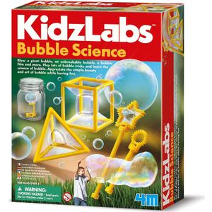4M: KidzLabs - Bubble Science - DIY Experiment Kit, Create Solutions, Giant Unbreakable Bubbles, Perform Tricks, Shaped Wands-Tools, STEM Play Kids 5+