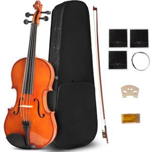 16 Inch MA250 Acoustic Viola, Varnish Solid Wood Viola with Case, Bow, Rosin, Musical Instrument Viola Set for Adults, Beginners Students