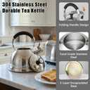 Stainless Steel Whistling Tea Kettle Stovetop - 3.1QT Tea Top Mirror Finish, 304 Stainless Interior, Foldable Handle, Fast Heating for Tea, Coffee & Gifts