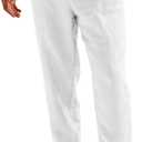 Runcati Mens Casual Pants Elastic Waist Drawstring Cotton Linen Pants Yoga Beach Summer Lightweight Trousers (L)