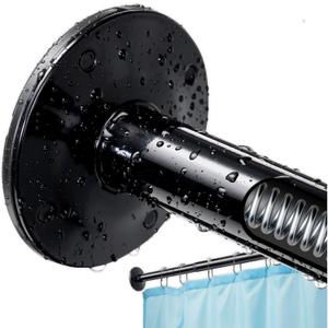 Tension Shower Curtain Rod - Heavy Duty Dual-Spring Loaded,42-60" Adjustable Pole, No Drill Or Screw Mount, Rustproof For Bathroom,Windows,Closet For Hanging Clothes, Black