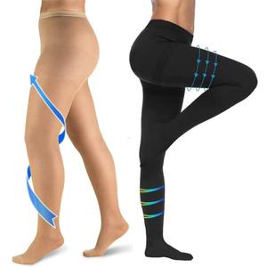 20-30mmHg Compression Pantyhose for Women, Medical Compression Stockings, High Waist Opaque Compression Tights for Lymphadema Edema, Swelling, Varicose Veins, Support Hose for Teacher Doctor (Mix-2Pairs), Size L