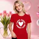 MAIHUN Valentines Day Shirt Love More Worry Less Shirts Women Happy Smile Face Tshirt Short Sleeve Casual Tee Tops (Red, XL)