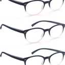 Black Reading Glasses Women Cute Small Round Readers +3.25 for Small Head/Petite Face, Lightweight Cheaters Reading Glasses w/Comfortable Spring Hinges 3 Pack