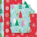 WERNNSAI Christmas Tree Wrapping Paper - 1 Roll 17x 33 ft Christmas Gift Wrap Paper Reversible Snowflake Wrapping Supply Red Green Holiday Gift Wrap for Kids Family Friends Xmas Winter Party