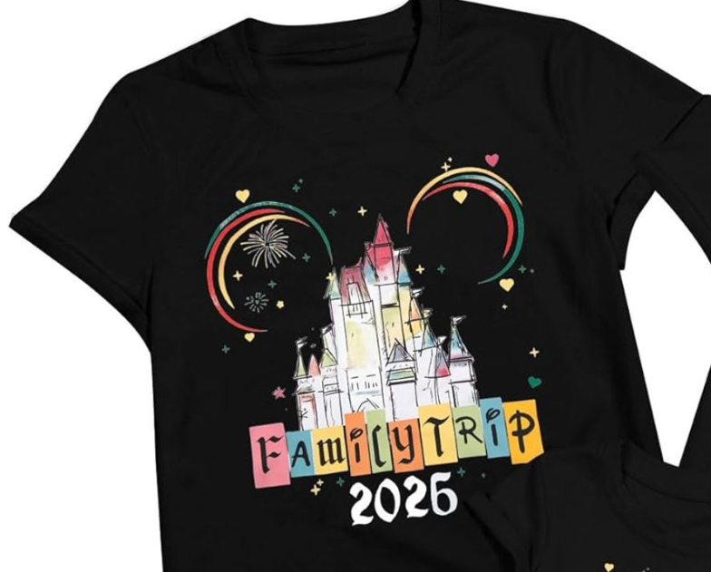 MYHALF Magical Family Shirts  2026 Vacation Family Matching Outfits Cute Summer Trip Clothes  (Black, M)