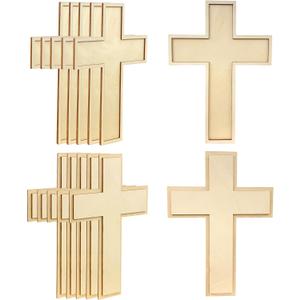 12 Inch 12 Pack Unfinished Wooden Cross Unpainted Wood Layered Framed Cross for DIY Crafts