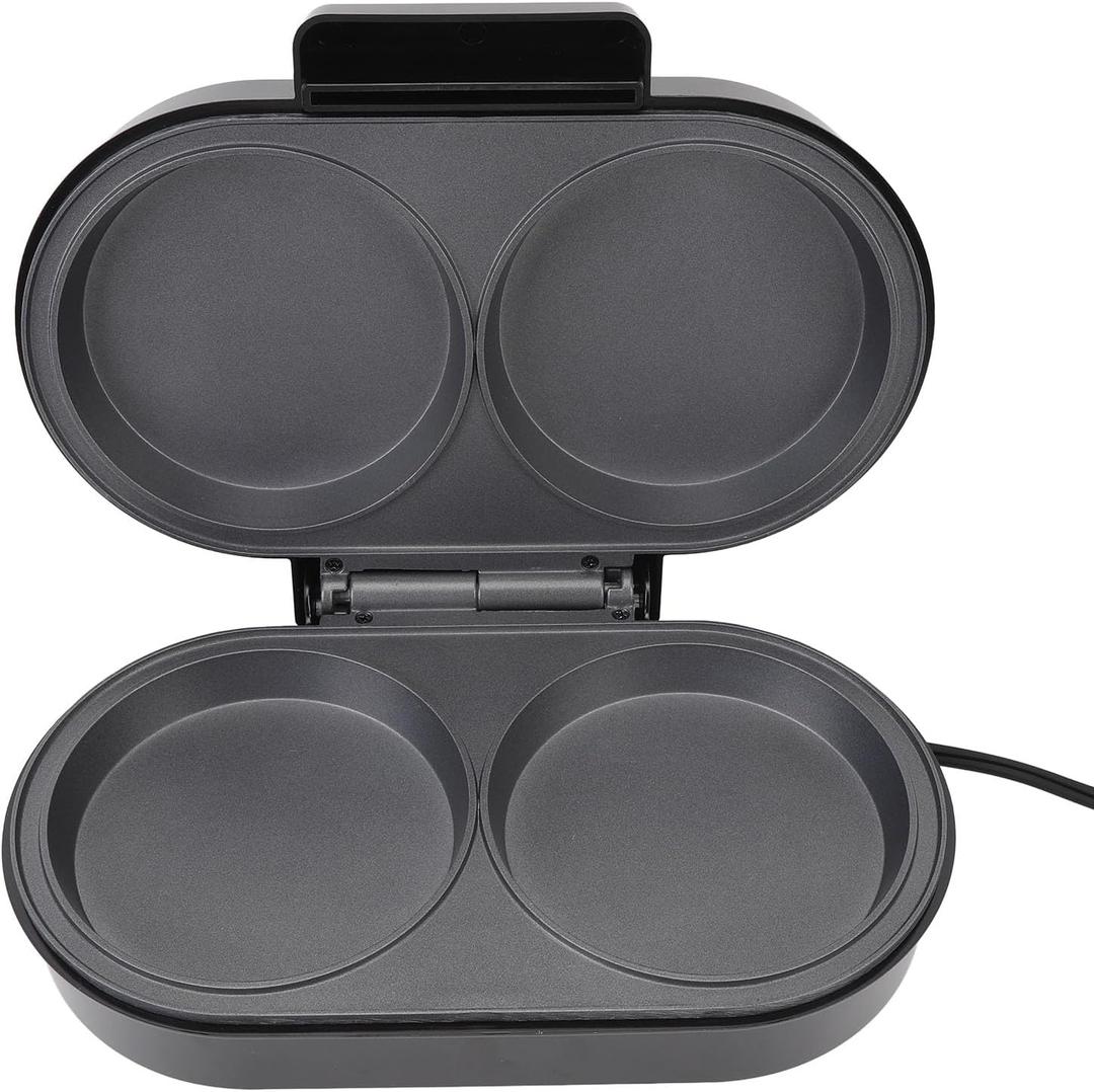 TOPINCN Electric Round Griddle Pancake Maker, Non Stick Double Mini Grill Breakfast Kitchenware Baking Tools Cake Round Pan for Breakfast Lunch Snacks (110V US Plug)
