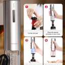 Rechargeable Electric Wine Gift Set - Aerator, Vacuum Stoppers, Foil Cutter and Bottle Opener for Home Bar and Outdoor Parties (Silver)
