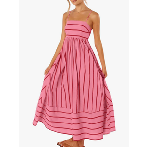 chouyatou Women's Striped Back Smocked Maxi Dress Sexy Spaghetti Strap Cut Out Flowy Swing Long Dress XS chouyatou Women's Striped Back Smocked Maxi Dress Sexy Spaghetti Strap Cut Out Flowy Swing Long Dress XS