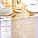 Chumia 12 Pieces Gold Table Runner 12 x 72 Inch Sequin Glitter Table Runner Roll Metallic Thin Mesh Fabric Decor for Party Wedding Shower Birthday Baby Shower Party Supplies