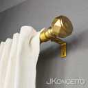 1 Inch Single Curtain Rods 36 to 72 Inches Adjustable Drapery Rods for Window width 24 to 68 Inches, Diamond Shaped Faceted Finials, Gold