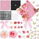 Graduation Cap Decorating Kit DIY Grad Cap Topper Crafts Glitter Cardstock Assorted Artificial Flowers Butterflies Rhinestones Alphabet Stickers Graduation Party Supplies (Pink)