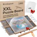 1500 Piece Puzzle Board, Clip-on Led Magnifier and Wall Display Kit Included, Adjustable Jigsaw Puzzle Boards for Adults and Kids, Portable Puzzle Board with Drawers, Cover and Non-Slip Felt Surface