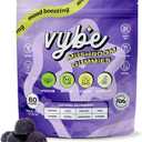 Vybe Daily Nootropic Gummies  8-in-1 Mushroom & Adaptogen Brain Supplement for Focus, Energy, and Mood with Lion's Mane, Cordyceps, Reishi, Chaga, Ashwagandha (Blueberry, 60-Count)