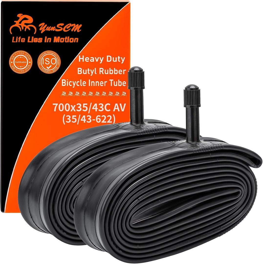 700C Heavy Duty Bike Tubes 700x35C/38C/40C/42C/43C (35/43-622) 700C Bicycle Tubes Compatible Road, Gravel, Mountain, Hybrid Bike Tire Tubes AV32mm Schrader Valve 2-PCS