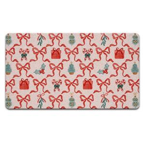 Coquette Pink and Red Christmas Door Mat, Preppy Christmas Tree Candy Cane Holiday Doormat Indoor Outdoor Entrance Entryway, Girly Xmas Holiday Welcome Mats for Front Door Outside, 17x30 Inches