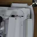 JOY worker Small Electric Standing Desk, 35" x 25" Height Adjustable Desk with Built-in Monitor Stand & Storage Drawer, White Sit Stand Table with 2 Hooks for Home Office