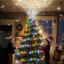 Christmas Tree Topper with 32.8FT Color Light Cord and 6 Projection Modes, Christmas Star Tree Topper Built-in LED Rotating Projector Lights, 3D Glitter Christmas Tree Decorations (Silver)