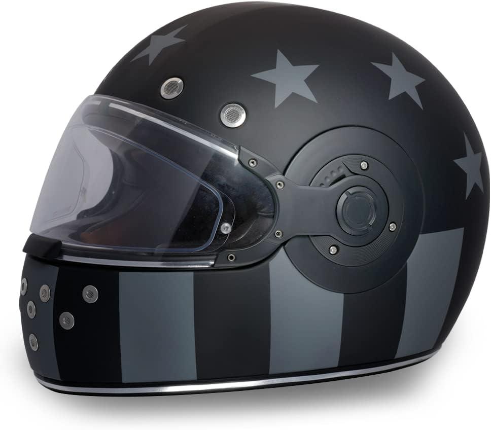 DOT Daytona Retro Full Face Motorcycle Helmet: Vintage Style for Men, Women, & Youth L