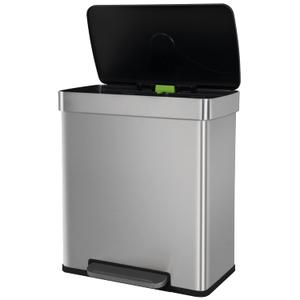 PayLessHere Dual Compartment Recycling Trash Can with Removable Buckets, 60L Stainless Steel Foot Pedal Trash Can with Soft-Close Lid for Home, Kitchen, Office, Bathroom.