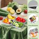 Zkptops 2 Pack Stainless Steel Snack Containers with Lids Portion Control Divided Plate 4 Compartments Metal Food Tray Reusable Bento Snack Boxes for Adults Food Storage Container for School Home