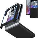 Case for Motorola Razr 2024/2025 - with Built-in Cover Screen Protector, Thin Hard Matte Polycarbonate Cover Phone Case for Moto Razr 2024/2025 - Black+Glass