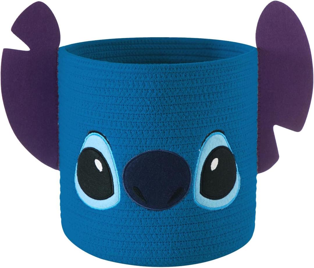 Idea Nuova Disney Stitch Figural Rope Storage Organizer Basket, 10" H x 10" W