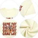 QLIPIN Game Day Shirts Women Oversized Football Bow Shirt Football Mom Tshirt Gameday Coquette Bow Short Sleeve Tee Tops (Small, Apricot)