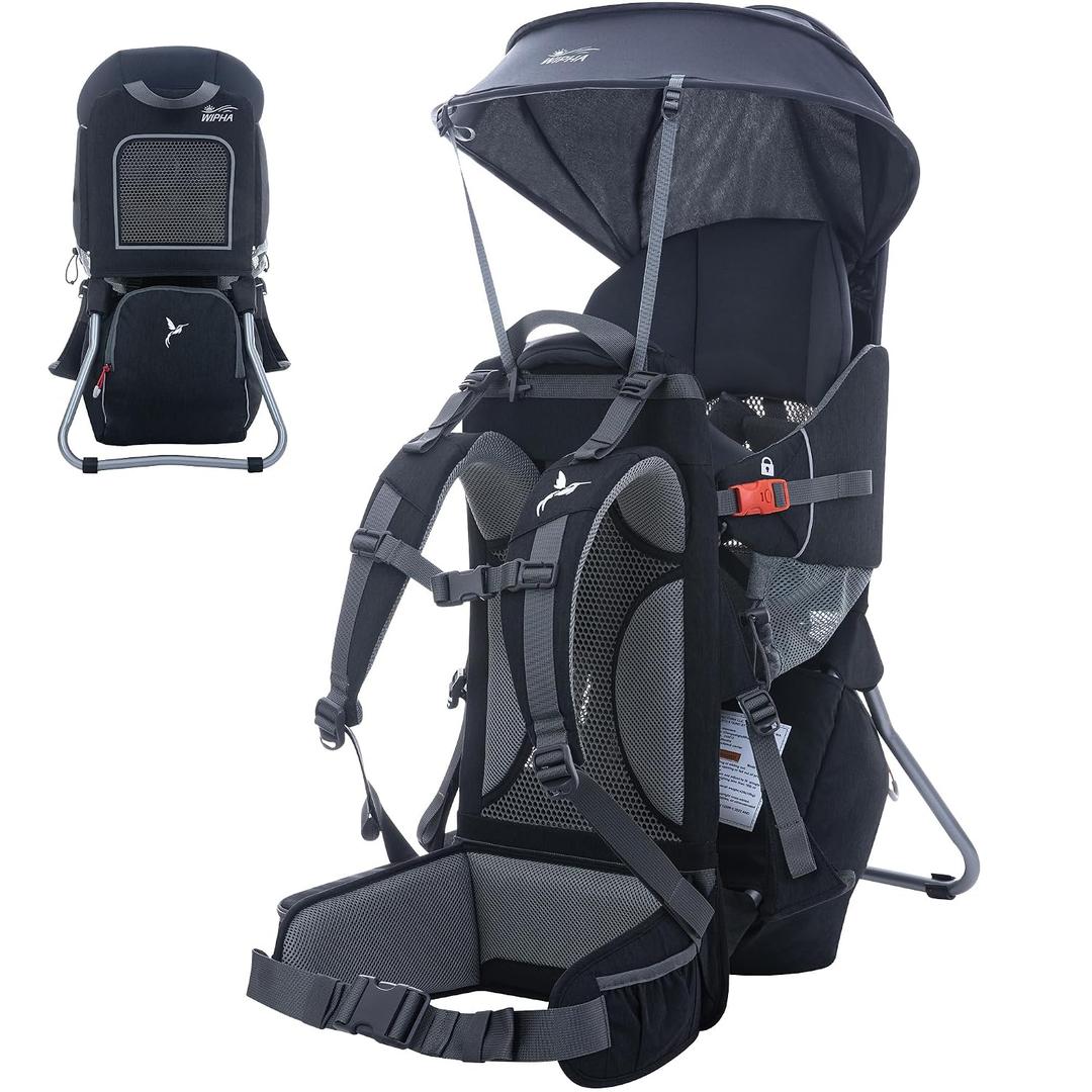 WIPHA Ultralight Toddler Hiking Baby Carrier Backpack with Sunshade, Black
