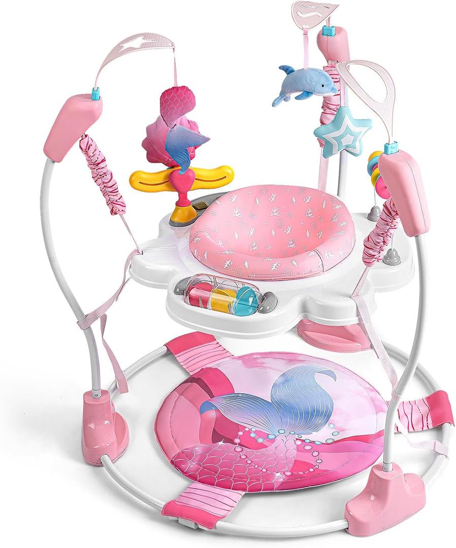 Baby Activity Center, Baby Jumper Activity Center with Music, Interactive Toys, 360 Rotating Seat, 3 Adjustable Heights, Infant Activity Jumper for 6+ Months (Mermaid)
