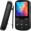 64GB MP3 Player with Bluetooth 5.3 and Clip, Portable HiFi Sports Music Player for Kids (28g), FM Radio, Pedometer, Voice Recorder, Shuffle & Repeat, TF Card Expansion up to 128GB(Black)