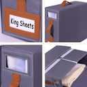 1 Pack Sheet Organizers and Storage, Linen Closet Organizers and Storage, Foldable Sheets Organizer for Closet with Handle, Window, Label, Bedding Storage for Sheet Set (Queen & King Size)