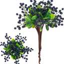 Felice Arts 6 Pack Artificial Black Berry Stems Fake Holly Berries Halloween Picks for Xmas Tree Ornaments DIY Wreath Vase Holiday Home Decor