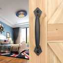 Rustic Barn Door Handle, 8" Heavy Duty Large Design Barn Pull Handle, for DIY Sliding Barn Door, Gate, Shed, Garage | Round Solid Metal Material, Matte Black Finish