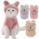 Selena Cat Bunny Ears Costume Cute Dog Kitten Hoodies Sweater Rabbit Ears Puppy Pet Apparel (XX-Large, Pink)