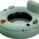 Retrospec Siesta Float 48" Inflatable River Tube | Heavy-Duty Water Float w/Backrest & Cup Holders | 300 lbs | Repair Kit | Pool, Lake & River