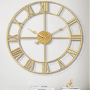 1st owned Large Wall Clock for Living Room Decor Silent Non-Ticking Decorative Wall Clock Roman Numerals Vintage Battery Operated for Kitchen Farmhouse Cafe Office Decor (Gold, 32 Inches)