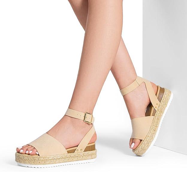 DREAM PAIRS Women's Platform Espadrilles Casual Ankle Strap Wedge Sandals Comfortable Dressy Summer Shoes, 8.5