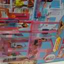 Barbie 3-Story Townhouse Dollhouse with Elevator, Swing Chair, Furniture and Accessories, Fold for Portability and Travel, Standard
