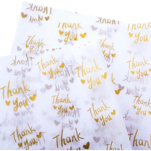 MR FIVE 50 Sheets White with Metallic Gold Thank You Tissue Paper Bulk,20" x 14",Thank You Tissue Paper for Packaging,Gift Bags,Metallic Gold Tissue for Graduation,Birthday,Thanksgiving