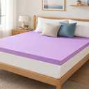DUMOS 2 Inch Cooling Memory Foam Mattress Topper Full, Gel Ventilated Soft Pressure Relief Mattress Pad, Breathable Bed Topper for Bedroom, RV, Camper and Sleeper Sofa, CertiPUR-US Certified, Purple