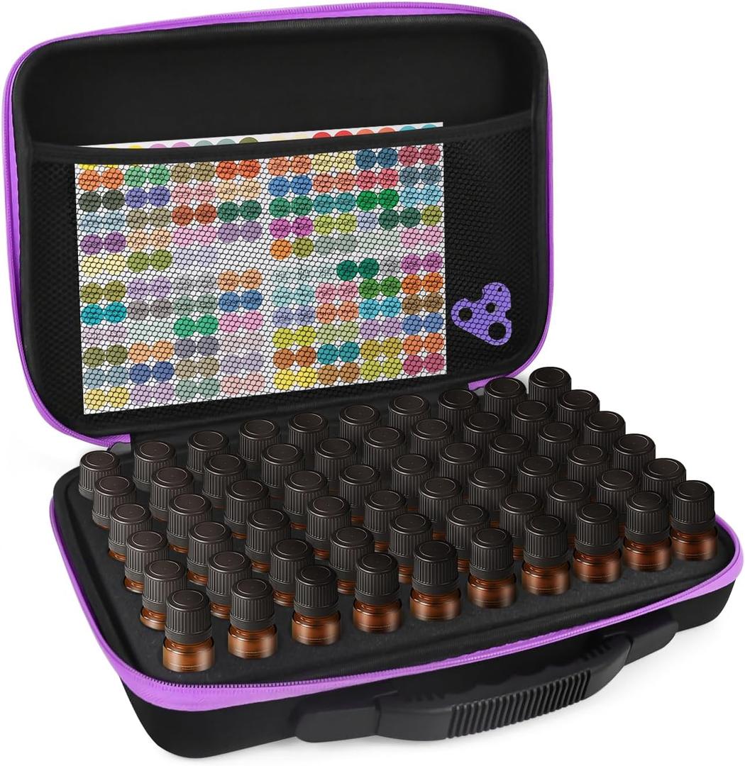 Essential Oil Storage Organizer,60 Bottle Essential Oils Case, Essential Oils Holders Organizer Essential Oil Bag Holds 5-15ml Oils Bottle,Compatible with do Terra,Young Living,Vallejo,Army Painter