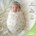 100% Organic Cotton Muslin Baby Blanket 3 Pack - Breathable Swaddle, Hypoallergenic Double-Layer, Versatile Use (Pink, Floral, Rust, 38x40 Inch)