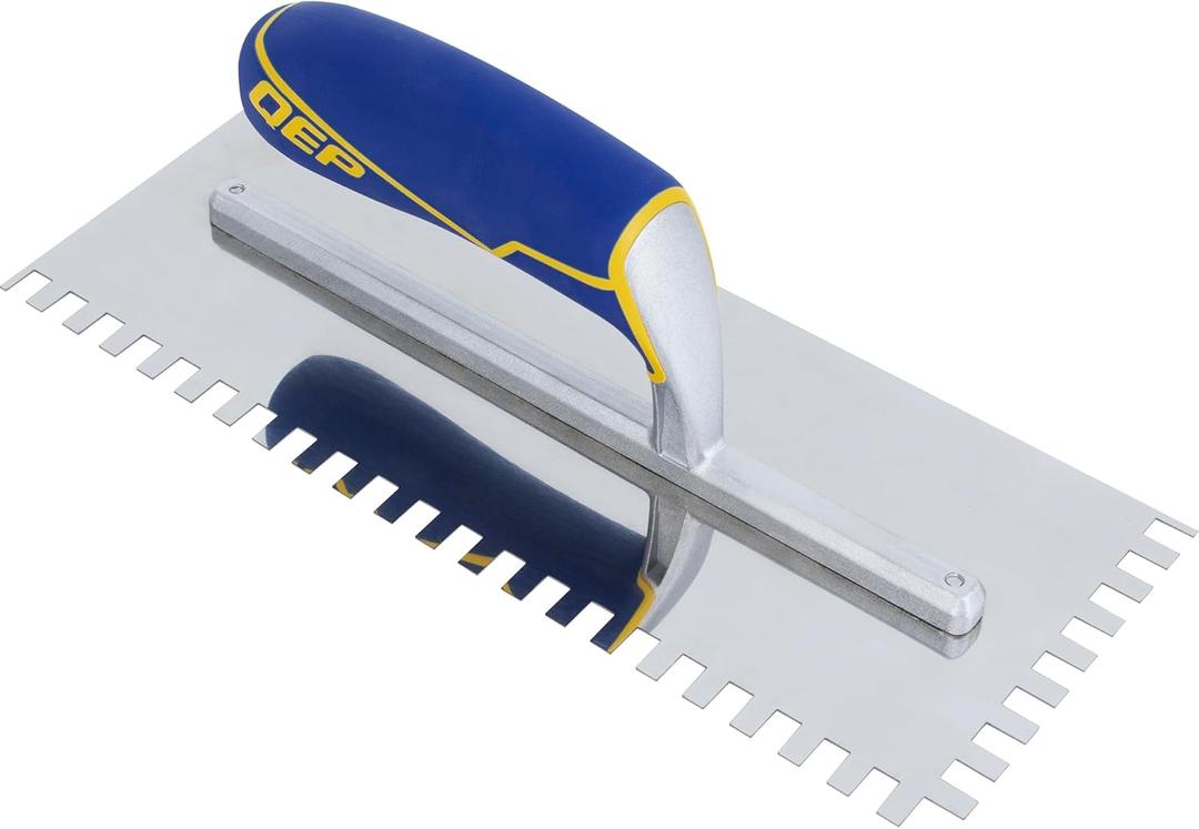 QEP Comfort Grip Stainless Steel Trowel Square-Notch 1/4" x 3/8" x 1/4"