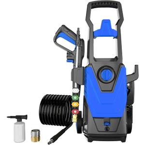 Electric Pressure Washer, 4800PSI Max 3.0GPM Power Washer Electric Powered with 20FT Hose, 35FT Power Cord, 4 Nozzles Foam Cannon High Pressure Washer for Car Patio Garden Fences(Bule)