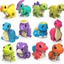 Tub Works Dinosaur Mold Free Bath Toys, 12 Pack | Sealed, No Hole Bath Toys Design Keeps Moisture Out | Soft, Squeezable & Float on Water | Easy-Grip Baby & Toddler Bath Toy Set | Baby Pool Toys